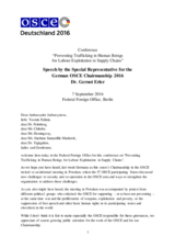 Speech by the Special Representative for the  German OSCE Chairmanship 2016 Dr. Gernot Erler