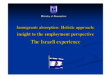 Presentation Mr. Glassman, Senior Advisor to the Director General, Ministry of Immigrant Absorption, Israel