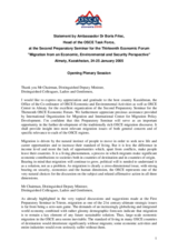 Statement by the Head of the OSCE Task Force, 2nd Preparatory Seminar for the 13th Economic Forum, Opening Plenary Session