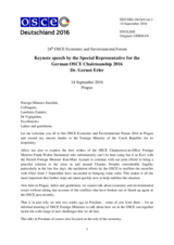 Keynote Speech by Dr. Gernot Erler, Special Representative by the Federal Government of Germany for the 2016 OSCE Chairmanship