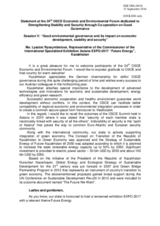 Statement by Ms. Lyazzat Ryssymbetova, Representative of the Commissioner of the International Specialized Exhibition Astana EXPO-2017 "Future Energy"