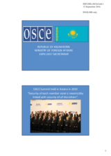 Presentation by Ms. Lyazzat Ryssymbetova, Representative of the Commissioner of the International Specialized Exhibition Astana EXPO-2017 "Future Energy"