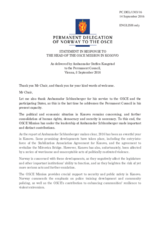 Statement by the Delegation of Norway in response to the report by the Head of Mission in Kosovo, Ambassador Jean-Claude Schlumberger