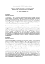 Intervention of the OSCE Secretary General Lamberto Zannier, 19 September 2016, UN General Assembly, New York