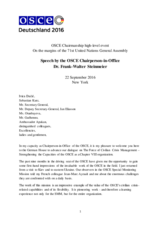 Speech by the OSCE Chairperson-in-Office Dr. Frank-Walter Steinmeier Speech by the OSCE Chairperson-in-Office Dr. Frank-Walter Steinmeier