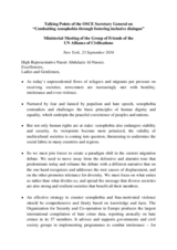 Talking Points of the OSCE Secretary General Talking Points of the OSCE Secretary General