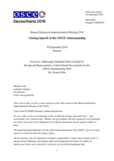 Closing Speech of the OSCE Chairmanship 