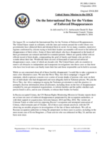 Statement by the Delegation of the United States of America on the International Day of the Victims of Enforced Disappearances, observed on 30 August 2016