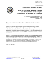Statement by the Delegation of the United States of America in response to the statement by the Delegation of Azerbaijan on the illegal economic and other activities in the occupied territories of Azerbaijan