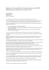 Opening of Foreign Minister of Austria Sebastian Kurz at the OSCE Mediterranean Conference 6 October 2016