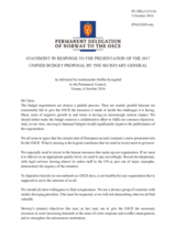 Statement by the Delegation of Norway in response to the presentation by the OSCE Secretary General of the 2017 Unified Budget Proposal