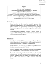Statement by Amb. Thani Thongphakdi, Permanent Representative to the UN Office in Geneva and Co-Chair of the Bureau of the Open-ended Intergovernmental Preparatory Committee for the Third World Conference on Disaster Risk Reduction