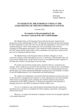 Statement by the Slovak EU Presidency in response to the presentation by the OSCE Secretary General of the 2017 Unified Budget Proposal