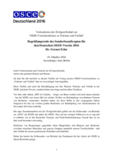 Begrüßungsrede des Sonderbeauftragten für  den Deutschen OSZE-Vorsitz 2016 Dr. Gernot Erler