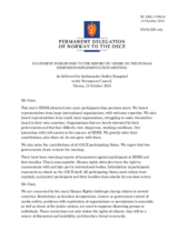 Statement by the Delegation of Norway in response to the report by the Director of the Office for Democratic Institutions and Human Rights (ODIHR), Mr. Michael Georg Link, on the Human Dimension Implementation Meeting