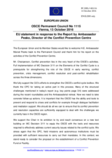 Statement by the Slovak EU Presidency in response to the report by the Director of the Conflict Prevention Centre, Ambassador Marcel Pesko