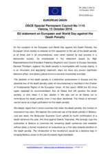 Statement by the Slovak EU Presidency on the World and European Day against the Death Penalty, observed on 10 October 2016