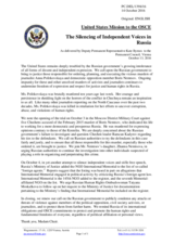 Statement by the Delegation of the United States of America on silencing of independent voices in the Russian Federation
