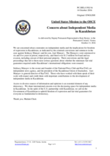 Statement by the Delegation of the United States of America on concerns related to independent media in Kazakhstan