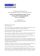 Welcoming speech by the Special Represenative for the German OSCE Chairmanship Dr. Gernot Erler