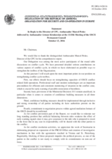 Statement by the Delegation of Armenia in response to the report by the Director of the Conflict Prevention Centre, Ambassador Marcel Pesko