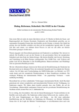 Dialog, Reformen, Sicherheit: Die OSZE in der Ukraine 
