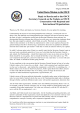 Statement by the Delegation of the United States of America in response to the statement by the Delegation of the Russian Federation on the update by the Secretary General on OSCE co-Operation with regional and international organizations