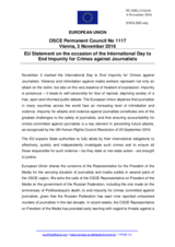 Statement by the Slovak EU Presidency on the United Nations International Day to End Impunity for Crimes against Journalists, observed on 2 November