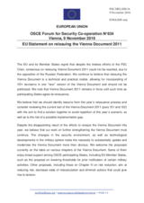 Statement by the Slovak EU Presidency on the reissuance of the Vienna Document 2011