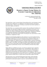 Statement by the Delegation of the United States of America in response to the address by the Deputy Foreign Minister for Economic Co-operation of Afghanistan, H.E. Adela Raz