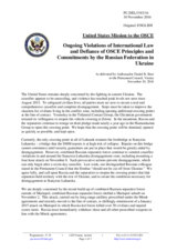 Statement by the Delegation of the United States of America on the Russia’s ongoing aggression against Ukraine and illegal occupation of Crimea