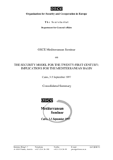 Consolidated Summary of the OSCE Mediterranean Seminar on the Security Model for the Twenty-first Century: Implication for the Mediterranean Basin