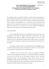 Opening statement by Ambassador Carlos Sánchez de Boado y de la Válgoma, the 2007 President of the OSCE Permanent Council