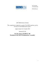 Statement by Bruce George, President of the OSCE Parliamentary Assembly, 2003 Mediterranean Seminar Statement by Bruce George, President of the OSCE Parliamentary Assembly, 2003 Mediterranean Seminar