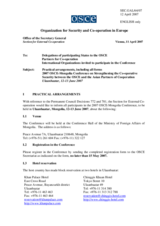Practical arrangements for the 2007 OSCE-Mongolia conference