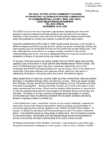 Statement on "The Role of Pro-Active Community Policing on Promoting Tolerance in Diverse Communities" by Commader Dov Lutsky, Brig.Gen.