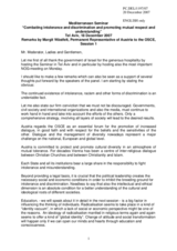 Remarks by Ms. Margit Wästfelt, Permanent Representative of Austria to the OSCE