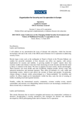Speech by the OSCE Secretary General Lamberto Zannier Speech by the OSCE Secretary General Lamberto Zannier