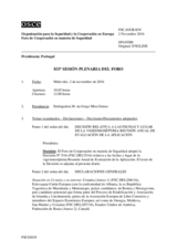 Diario de la 833ª Sesión plenaria del Foro de Cooperación en materia de Seguridad  