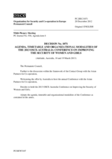 Decision No. 1071: Agenda, Timetable and Organizational Modalities of the 2013 OSCE-Australia Conference on Improving the Security of Women and Girls
