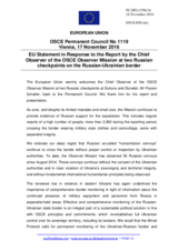 Statement by the Slovak EU Presidency in response to the report by the Chief Observer of the OSCE Observer Mission at two Russian Checkpoints on the Russian-Ukrainian Border, Colonel Flavien Schaller