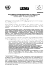 Joint Communiqué of the Council of Europe, the OSCE and the UN