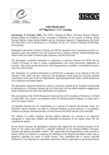 Joint declaration by the OSCE and the Council of Europe at the 14th High-level "2+2" meeting Joint declaration by the OSCE and the Council of Europe at the 14th High-level "2+2" meeting