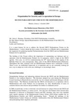Keynote presentation by the OSCE Secretary General, Amb. Ján Kubis, on the Mediterranean Dimension of the OSCE