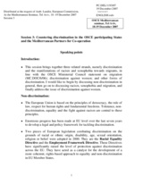 Speaking notes by Ambassador Lundin, Head of Delegation of the European Commission on countering discrimination in the OSCE participating States and the Mediterranean Partners for Co-operation