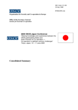 Consolidated summary of the 2009 OSCE-Japan Conference: Sharing knowledge and experiences between the OSCE participating States and Asian Partners for Co-operation - co-operation to address common challenges