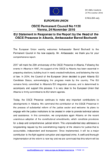 Statement by the Slovak EU Presidency in response to the report by the Head of the OSCE Presence in Albania, Ambassador Bernd Borchardt