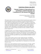 Statement by the Delegation of the United States of America on the Russia’s ongoing aggression against Ukraine and illegal occupation of Crimea