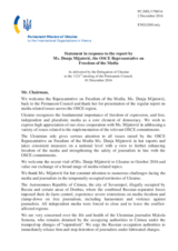 Statement by the Delegation of Ukraine in response to the report by the Representative on Freedom of the Media, Ms. Dunja Mijatović