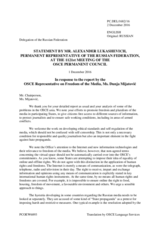Statement by the Delegation of the Russian Federation in response to the report by the Representative on Freedom of the Media, Ms. Dunja Mijatović